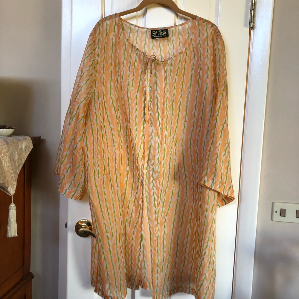 Bob Mackie Sheer Leaf Print Tunic - 1X